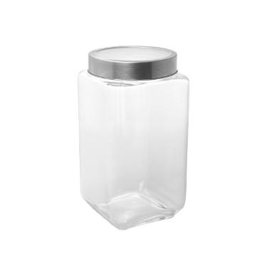 POTE VIDRO C/ TAMPA DE ACRILICO PRATEADA 1,7L