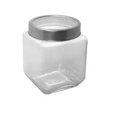 POTE VIDRO C/ TAMPA DE ACRILICO PRATEADA 1,2L