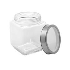 POTE VIDRO C/ TAMPA DE ACRILICO PRATEADA 1,2L