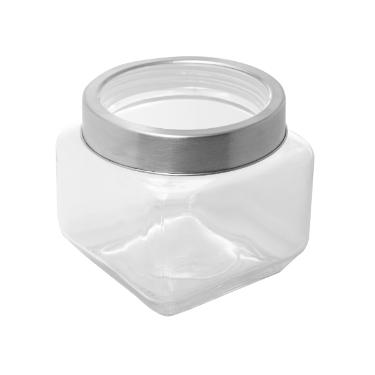 POTE VIDRO C/ TAMPA DE ACRILICO PRATEADA 800ML