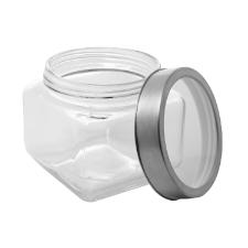 POTE VIDRO C/ TAMPA DE ACRILICO PRATEADA 800ML