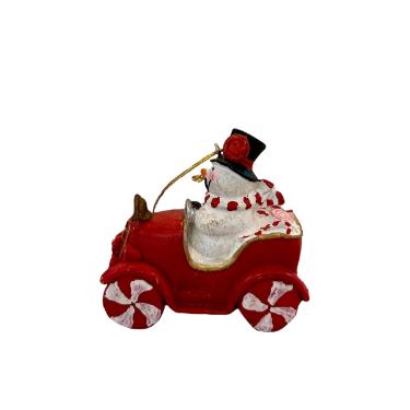 BONECO DE NEVE CARRO 10X4,5X8,5CM