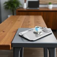 Bandeja Forma Santorini em ao inox 25x34cm: Elegncia e praticidade para servir com estilo