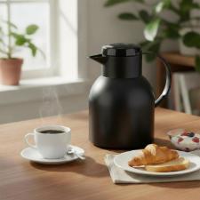 Garrafa Trmica Emsa Samba Quick Press 1 Litro Preta, Design Alemo e Vedao 12h Quente