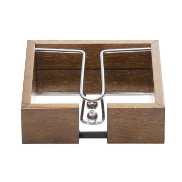 Porta-guardanapos em madeira com espelho Woodart Aramado 15x15x4,5cm