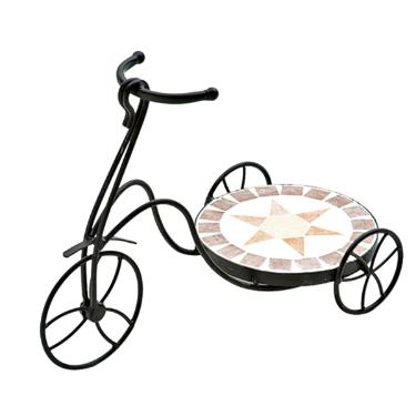Floreira de ferro estilo mosaico estrela redonda bicicleta BTC 44x21x31cm