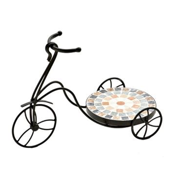 Floreira de ferro estilo mosaico redonda BTC bicicleta 44x21x31cm