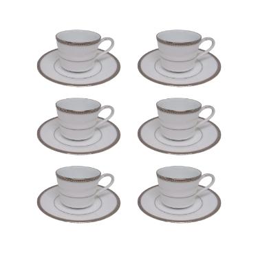 Jogo de xcaras caf Noritake Toorak Platinum 6 peas