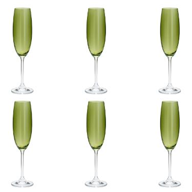Jogo de taas para champanhe em cristal Bohemia 6 peas 220ml greenery