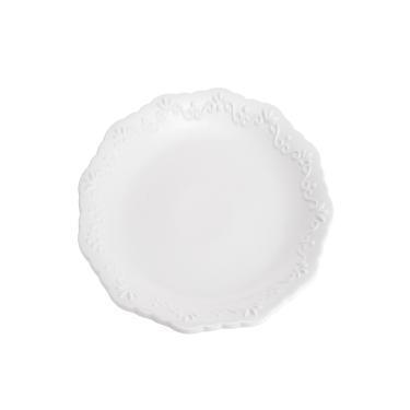 Jogo de pratos rasos em porcelana Woff Alto Relevo 27cm 6 peas branco