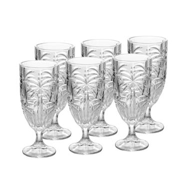 Jogo de ta�as em cristal Wolff Palm Tree 6 pe�as 450ml para �gua, drinks e sucos