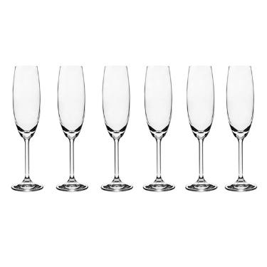 Jogo de ta�as para champanhe em cristal Bohemia Roberta 220ml 6 pe�as