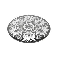 Prato de vidro giratrio Woodart Floral 30cm preta e branca