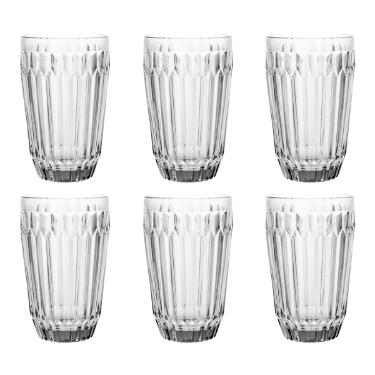 Jogo 6 Copos L'Hermitage Bretagne em Cristal Ecol�gico 355ml Alto, Design Texturizado, Livre de Chumbo