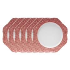 Jogo de pratos sobremesa em porcelana Wolff Givemy 19cm 6 peas rosa