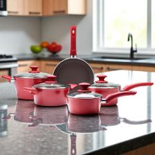 Jogo de panelas Brinox Optima vermelho 5 peas em alumnio: Versatilidade, design e fundo para Induo