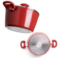 Jogo de panelas Brinox Optima vermelho 5 peas em alumnio: Versatilidade, design e fundo para Induo
