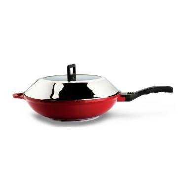 Panela wok em alumnio Hercules 4,8 litros 32cm vermelha