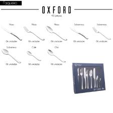 Faqueiro ao inox com estojo Wolff Oxford 48 peas