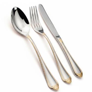 Faqueiro de Luxo Fracalanza Victorian 130 Peas: Ao Inox com Detalhe em Ouro