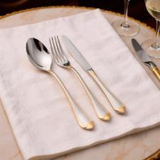Faqueiro de Luxo Fracalanza Victorian 130 Peas: Ao Inox com Detalhe em Ouro