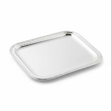 Bandeja Retangular Silverlux Prola 26,5x21cm, Banho de Prata, Luxo Para Caf, Ch ou Decorao