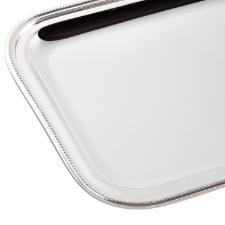 Bandeja Retangular Silverlux Prola 26,5x21cm, Banho de Prata, Luxo Para Caf, Ch ou Decorao