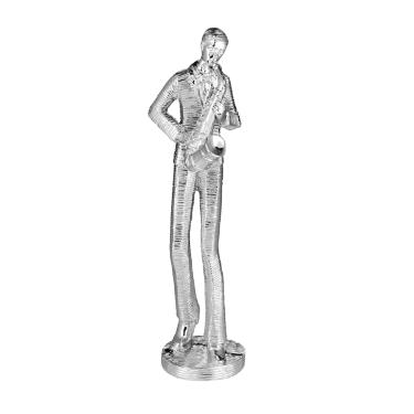 Figura decorativa resina Royal Decor Msico 8x8x24cm prateada