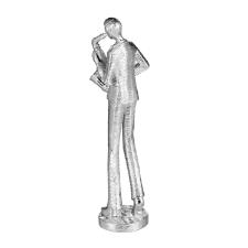 Figura decorativa resina Royal Decor Msico 8x8x24cm prateada
