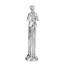 Figura decorativa resina Royal Decor Msico 9x7x23cm prateada