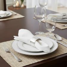 Jogo 6 Argolas Para Guardanapos Silverlux, Banho de Prata, Clssico Para Mesa Posta de Luxo