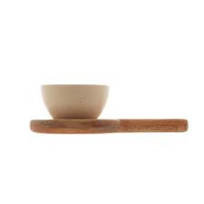 Suporte de madeira com bowl Woodart Liptus 20x13x6cm marfim