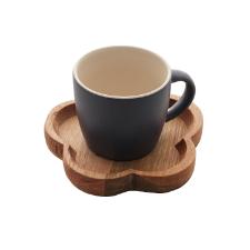 Jogo canecas com pires de madeira Woodart 4 peas azul
