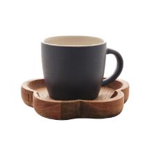 Jogo canecas com pires de madeira Woodart 4 peas azul