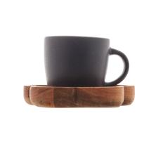 Jogo canecas com pires de madeira Woodart 4 peas azul
