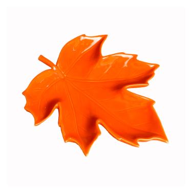 Folha Decorativa cermica Royal Decor 23x22x4cm laranja