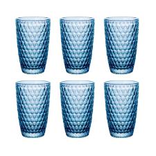 Jogo de copos em vidro L'Hermitage Amelie 355ml 6 peas azul