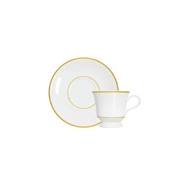 Xcara de caf com pires em porcelana Germer Capri 80ml friso dourado