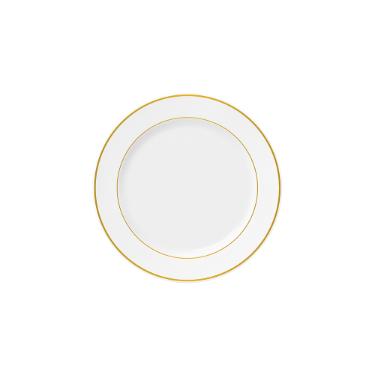 Prato sobremesa em porcelana Germer Capri 20cm friso dourado