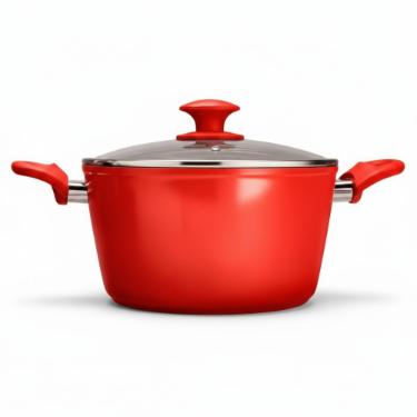 Caarola Brinox Optima 24cm 4,6L revestimento cermico vermelha, alumnio 4,5mm e Induo, PFOA Free