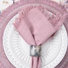 Guardanapo em algodo Copa&Cia Coloratta Franja 40x40cm rosa vintage