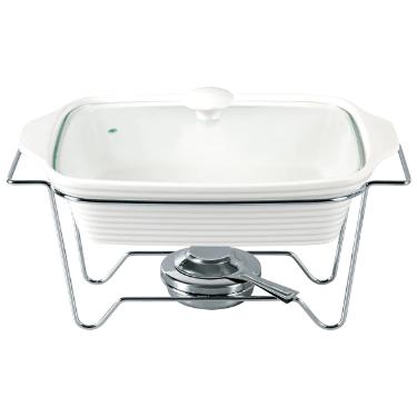 Rechaud retangular em porcelana com queimador Dynasty 2,2 litros branco