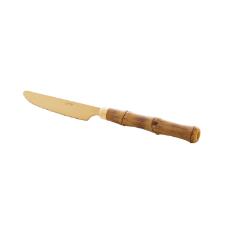 Jogo de facas para mesa em inox com cabo plstico Lyor Bambu 21cm dourado 6 peas