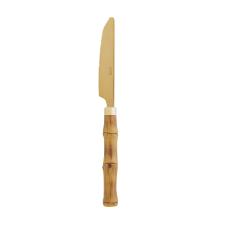 Jogo de facas para mesa em inox com cabo plstico Lyor Bambu 21cm dourado 6 peas
