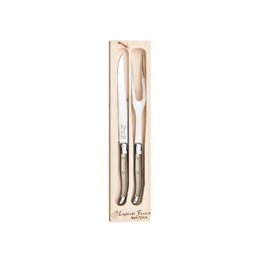 Jogo de garfo e faca para churrasco em inox Laguiole 2 peas champagne
