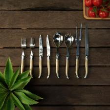 Jogo de garfo e faca para churrasco em inox Laguiole 2 peas champagne