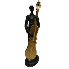 Estatueta de resina Elby Msico com violoncelo 35cm preto e dourado