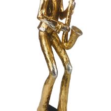 Estatueta de resina Elby Msico com saxofone 48cm dourado