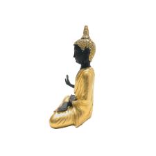 Estatueta de resina Elby Buddha rezando 18cm preto e dourado