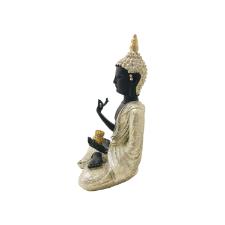 Estatueta de resina Elby Buddha 23cm preto e dourado